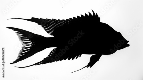 Silhouette of a hogfish against a white background photo