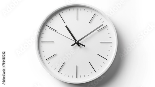 Close up of a white background office clock with clipping path