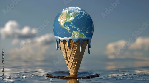 Melting Earth as Ice Cream Cone - A Poignant Visual Metaphor for the Climate Crisis