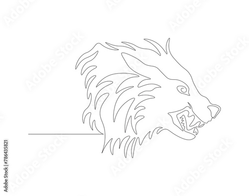 Continuous line drawing of wolf head. One line of wolf head. Mammals animal concept continuous line art. Editable outline