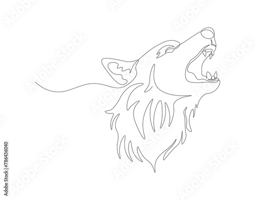 Continuous line drawing of wolf head. One line of wolf head. Mammals animal concept continuous line art. Editable outline