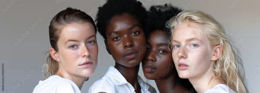 Multi-ethnic women posing together. Multi-ethnic women posing together.