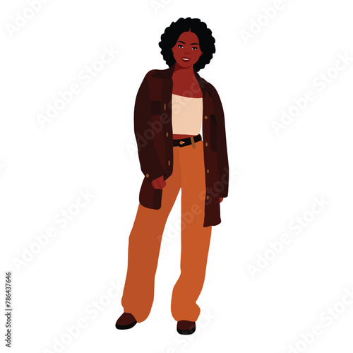 Afro black woman in elegant art style vector