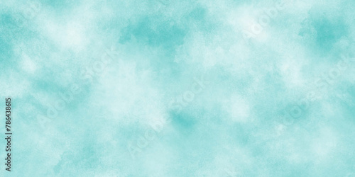 Abstract grunge blank and mint green or blank texture surface background, Aquarelle paint paper textured canvas element for text design, Bright blue cloudy sky vector illustration. 