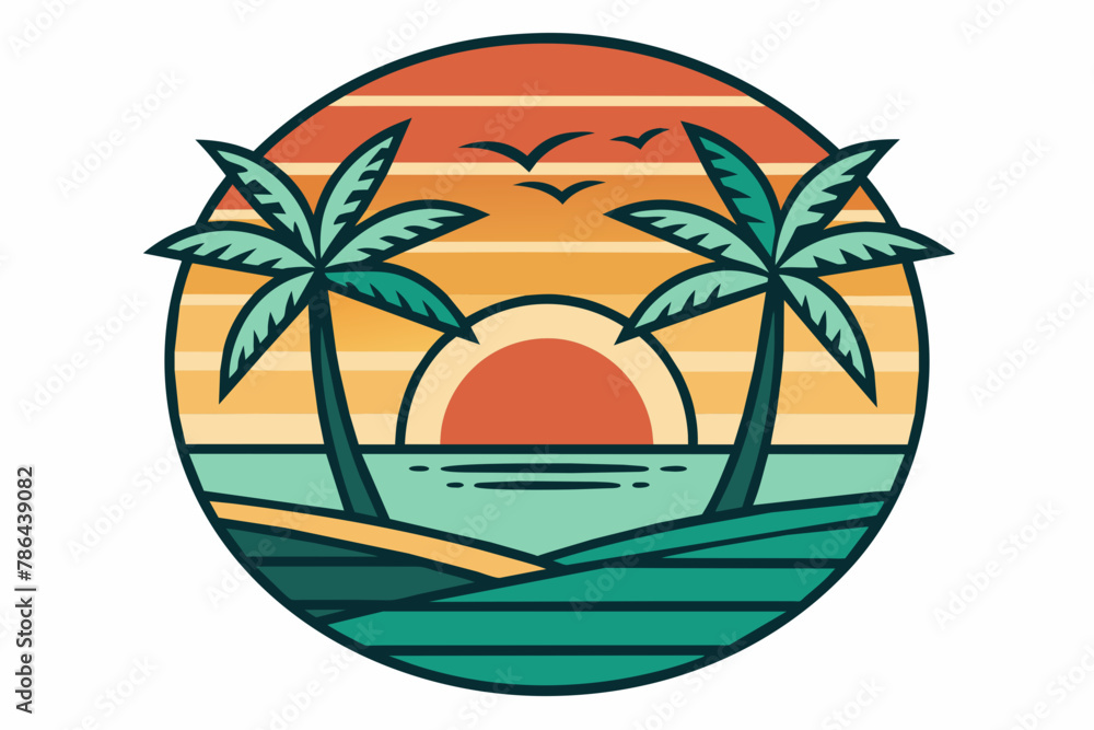 beach-icon-vintage-vector illustration-white-background