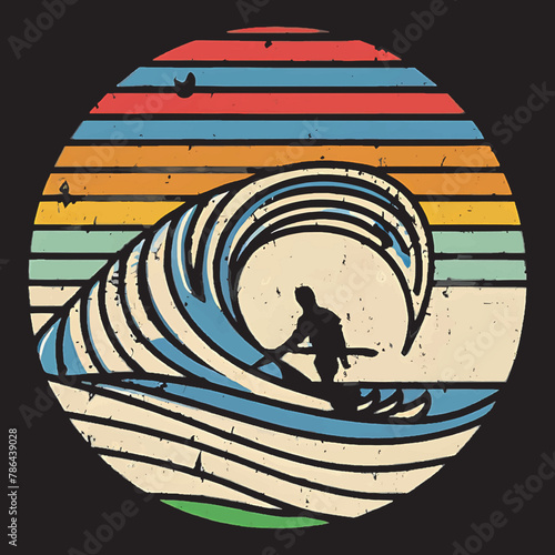surfing water vector tshirt design and t-shirt graphics with Surfing, minimalist surfing style t shirt design.