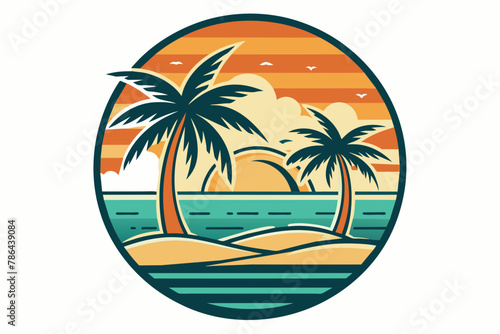 beach-icon-vintage-vector illustration-white-background