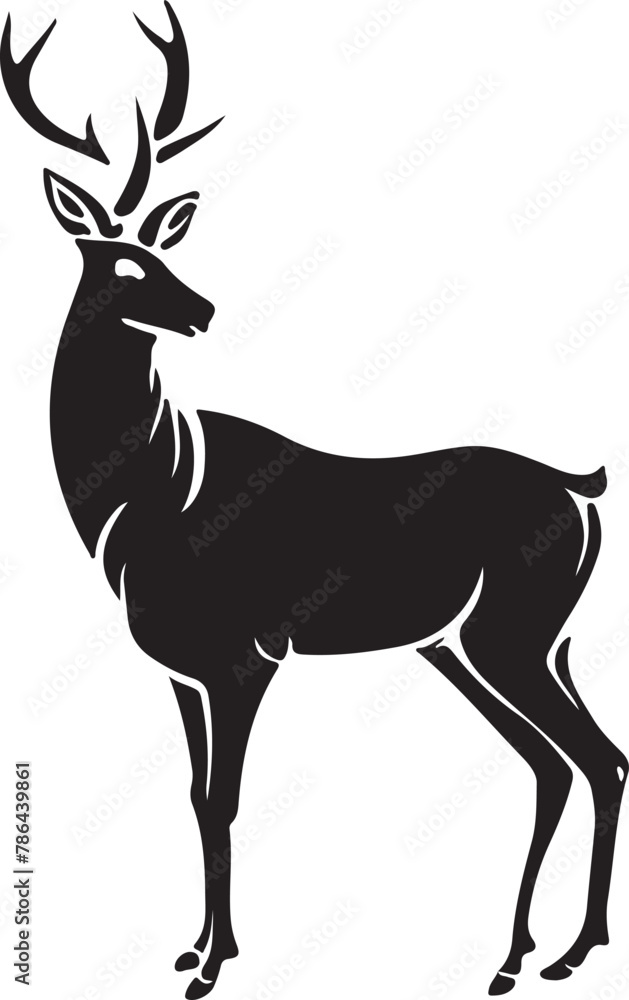 Fototapeta premium deer black silhouette vector design with white color background