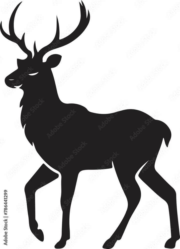 Fototapeta premium deer black silhouette vector design with white color background