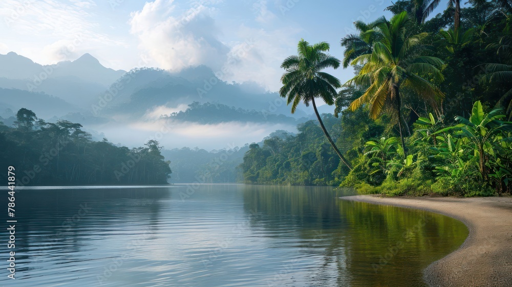 peaceful riverbank with a lush forest backdrop, illustrating the importance of preserving waterways and their ecosystems peaceful riverbank with a lush forest backdrop, illustrating the importance of preserving waterways and their ecosystems