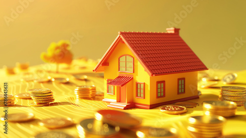 Real estate investment income, real estate market appreciation space, family property and fixed assets background