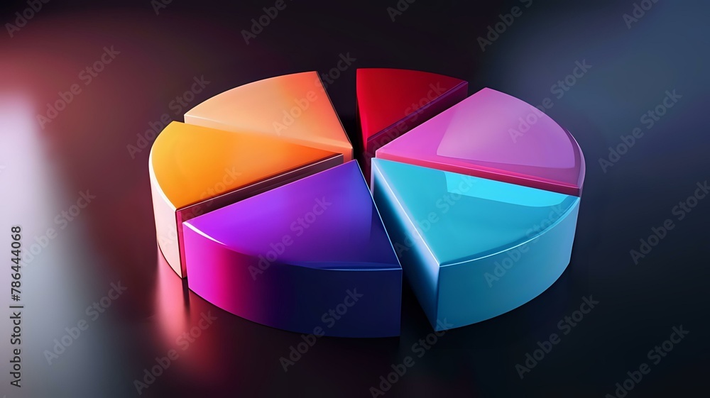 Obraz premium Contemporary 3D Pie Chart with Dynamic Data Representation and Tactile Segmentation
