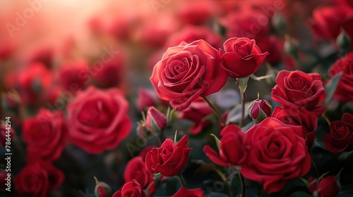 Crimson Roses in Bloom at Twilight