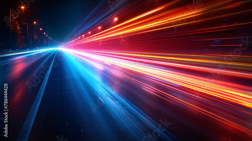 High speed technology concept background, light abstract background, image of speed movement on the road © lin