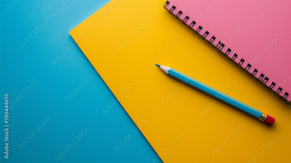 pencil notebooks on a colored background close-up pencil notebooks on a colored background close-up