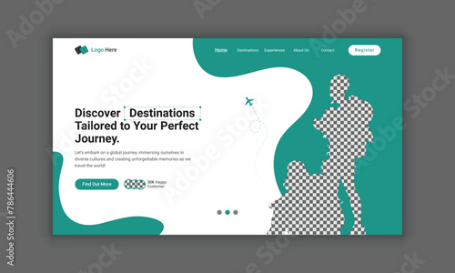 Travel agency landing page design for travel landing page template, Hero section for travel website, web page design for website and mobile website, travel homepage hero banner template. (ID: 786444606)
