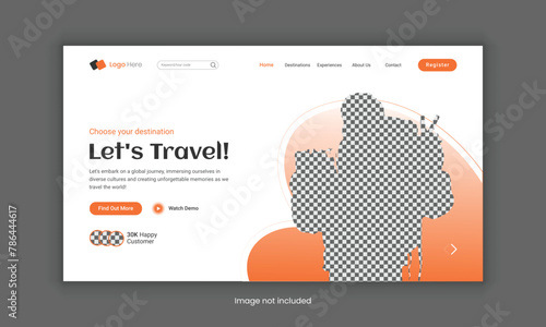 Travel agency landing page design for travel landing page template, Hero section for travel website, web page design for website and mobile website, travel homepage hero banner template. (ID: 786444617)