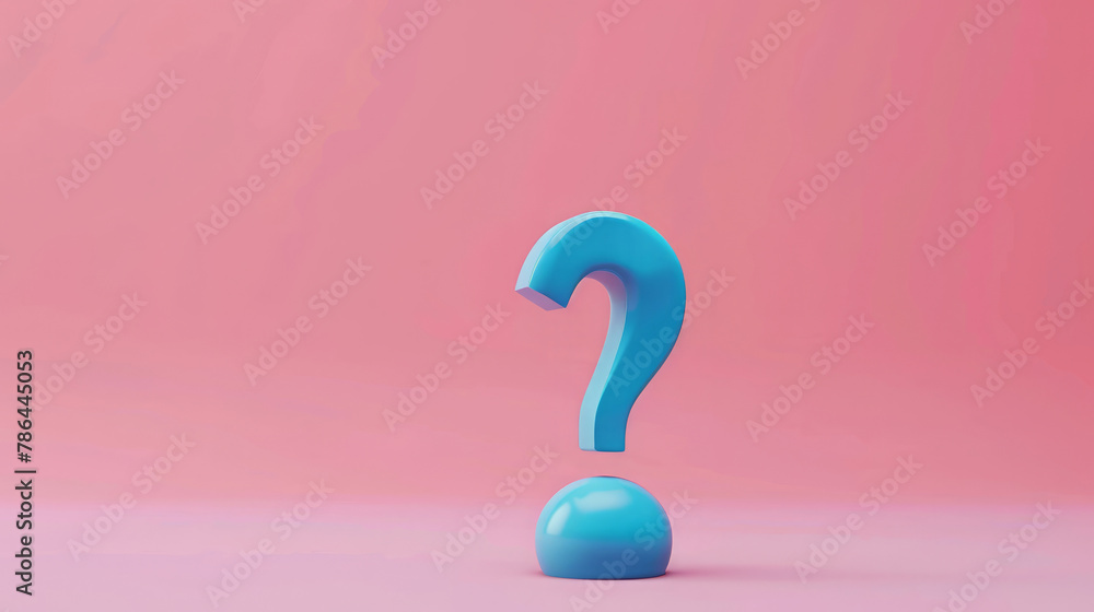 Blue exclamation mark on pink background, close-up. Minimalist style. Blue exclamation mark on pink background, close-up. Minimalist style.