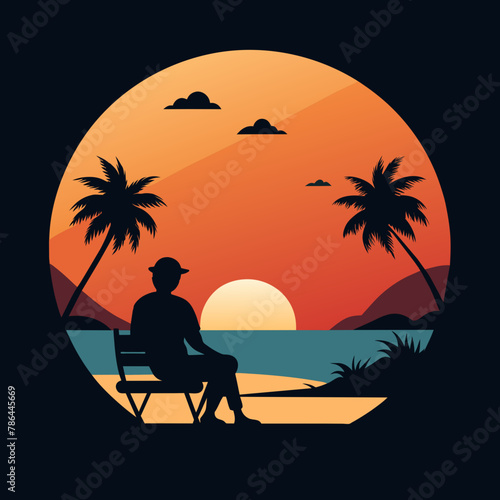Vector T-Shirt Design: Loving Couple and Sunset Illustration