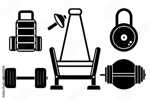Vector icon set gym equipment