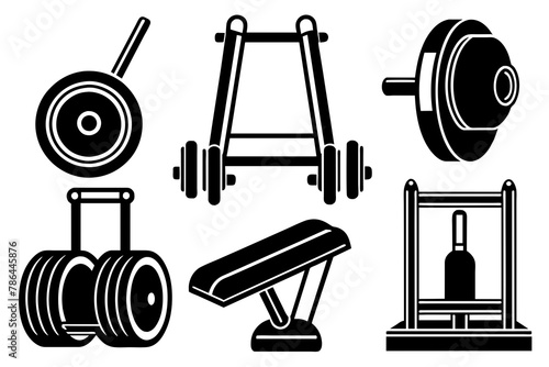 Vector icon set gym equipment