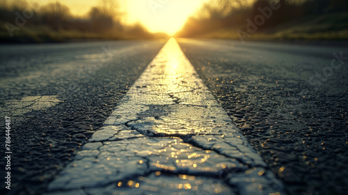 Photo of a road at sunrise. photo