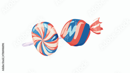 Striped candy stick icon. Hand drawn illustration of s