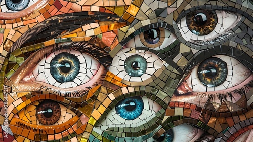 Mosaic of Diverse Eyes Symbolizing Empathetic Perspective Taking in Hyper Close Up Style