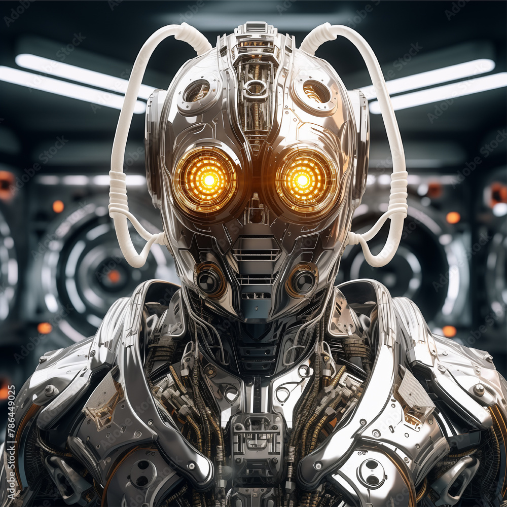 Fototapeta premium Futuristic man Modified with Digital Technology