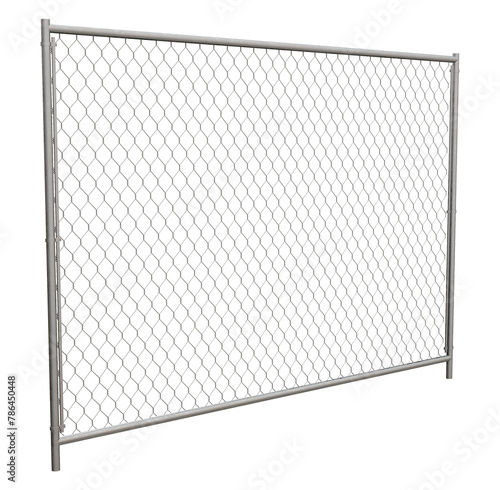 Baseball Field Security: This 3D render showcases a diamond-shaped galvanized chain-link fence panel (transparent background), ideal for securing baseball fields