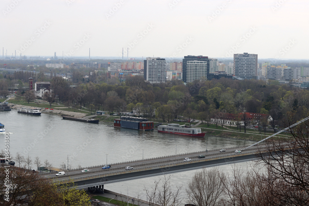 Bridge over the Danube river in Bratislava, Slovakia 