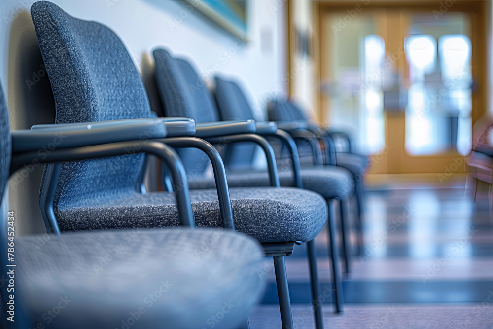 Hospital waiting room with empty chairs - obrazy, fototapety, plakaty 