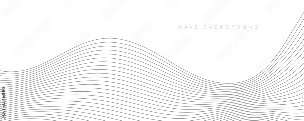 Fototapeta premium Abstract wave element for design. Digital frequency track equalizer. Stylized line art background. Vector illustration. Wave with lines created using blend tool. Curved wavy line, smooth stripe.