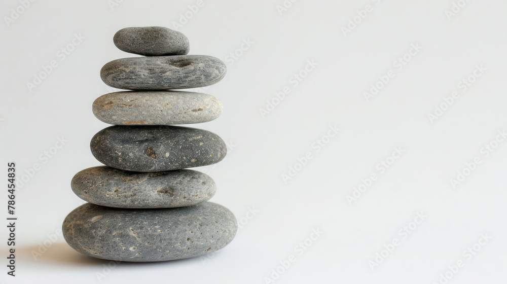 The image of balanced stones stacked on top of each other, symbolizing balance and harmony. White background. The image of balanced stones stacked on top of each other, symbolizing balance and harmony. White background.