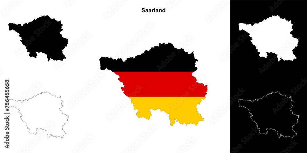 Fototapeta premium Saarland state outline map set