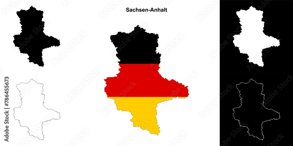 Obraz premium Sachsen-Anhalt state outline map set