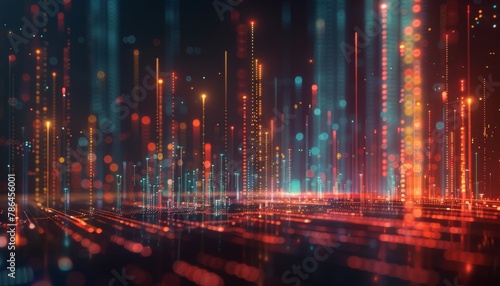 A colorful  abstract cityscape with many bright lights and lines by AI generated image