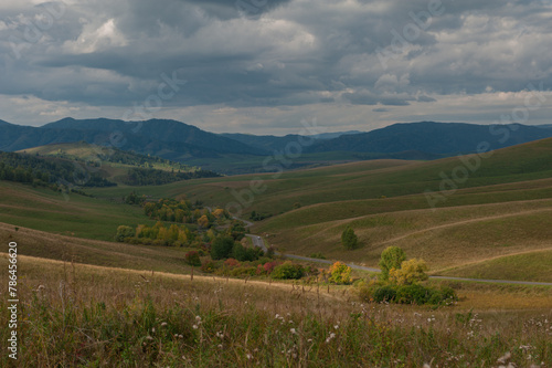 Autumn road in Altai mountains