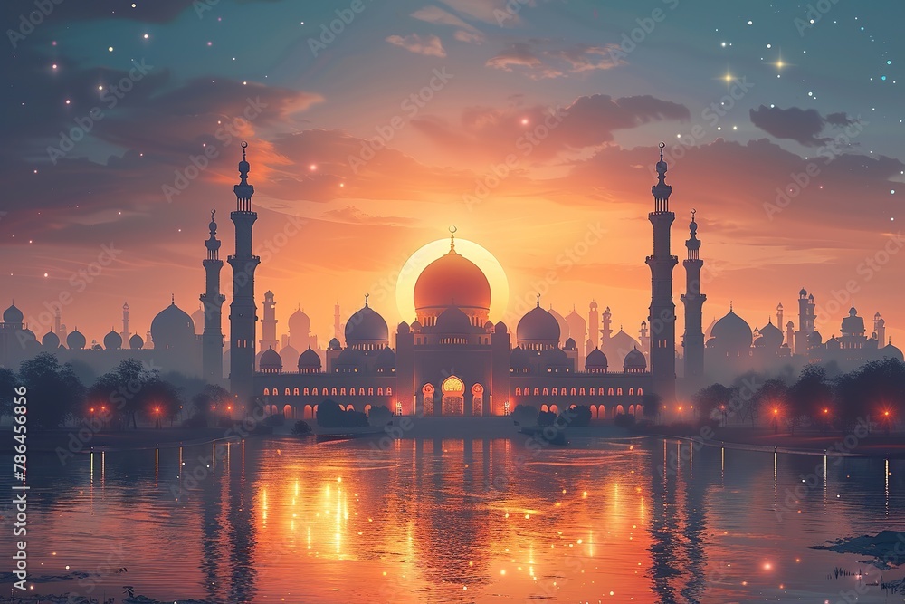 Ramadan kareem islamic greeting card background vector illustration