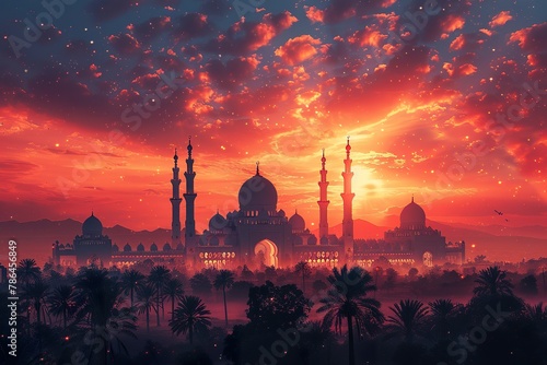 Ramadan kareem islamic greeting card background vector illustration