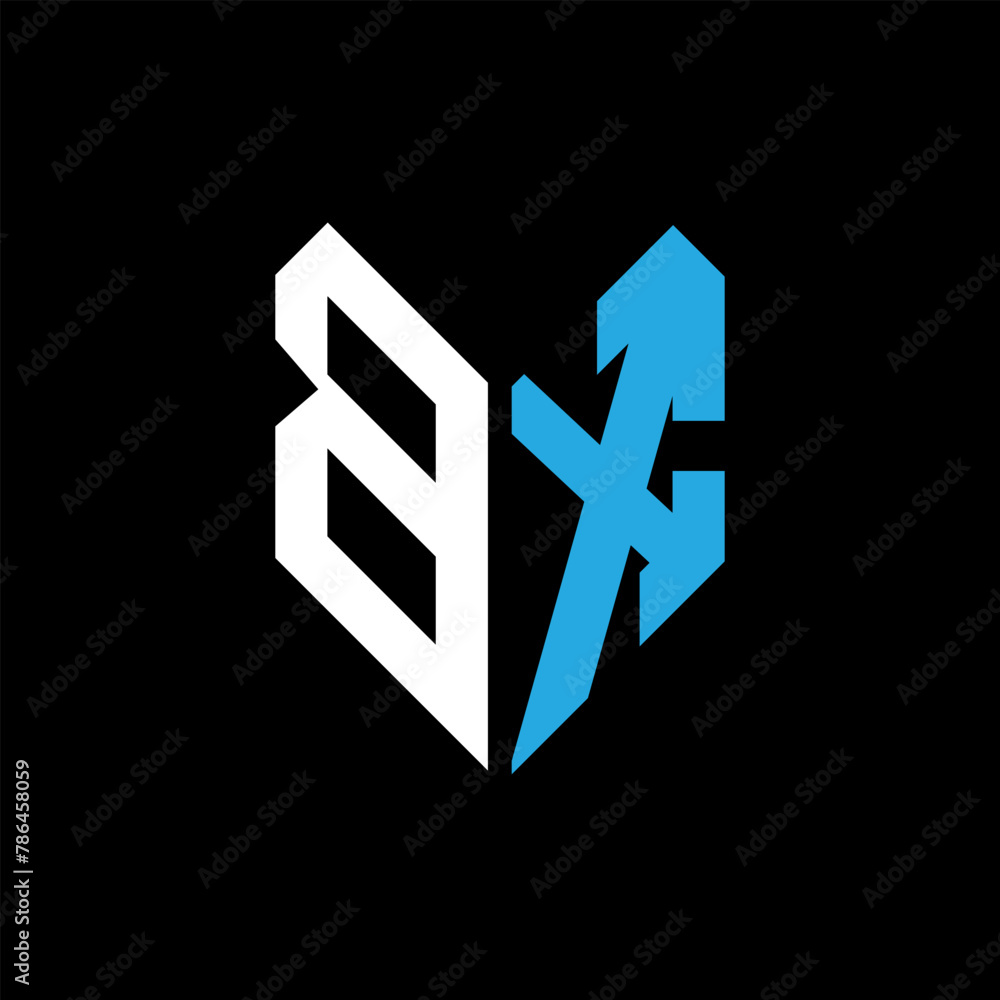 Fototapeta premium BX letter logo design on Black background. BX creative initials letter logo concept. BX letter design. 