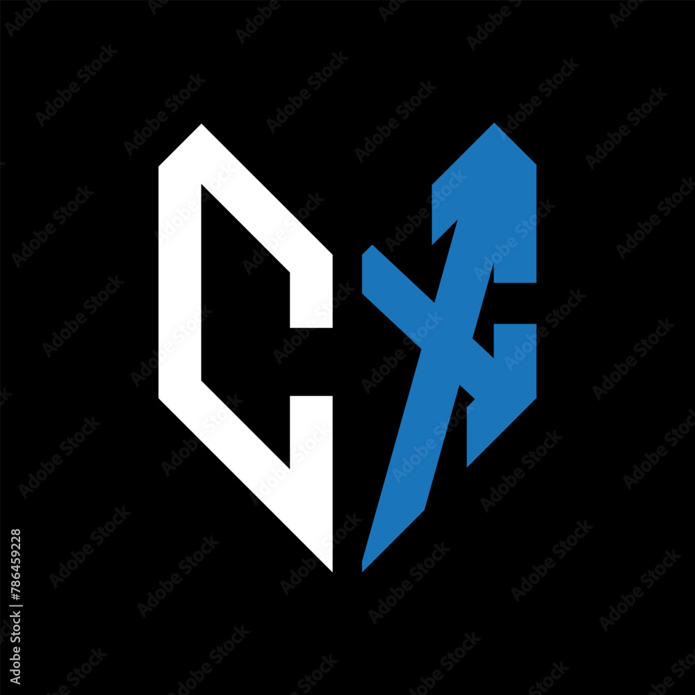 Obraz premium CX letter logo design on Black background. CX creative initials letter logo concept. CX letter design.