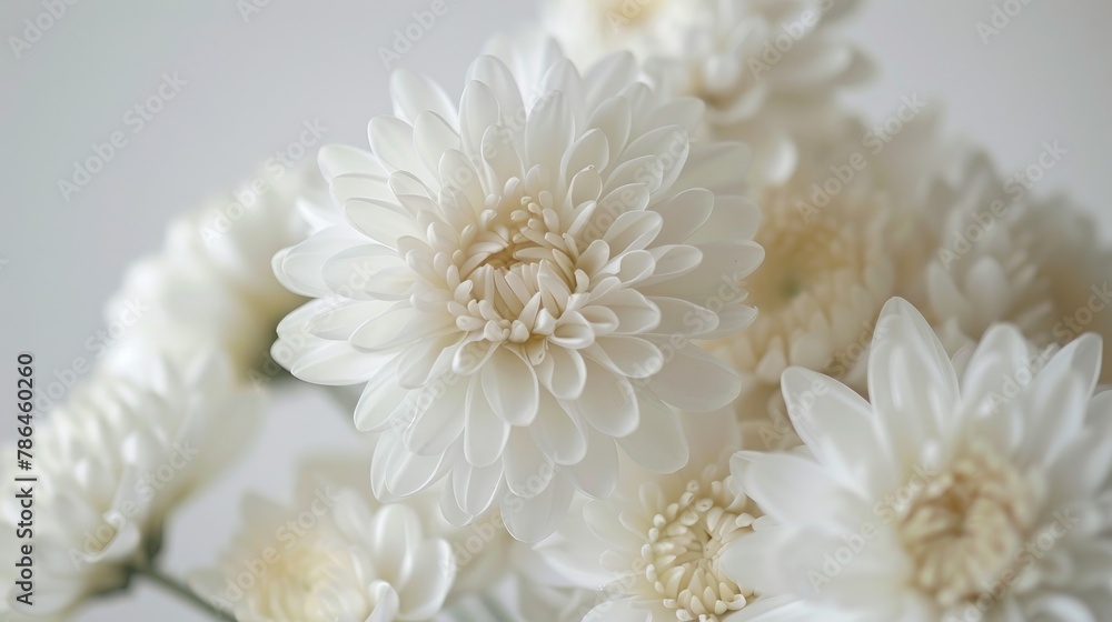 Close up image of white chrysanthemum flowers in a studio setting Close up image of white chrysanthemum flowers in a studio setting
