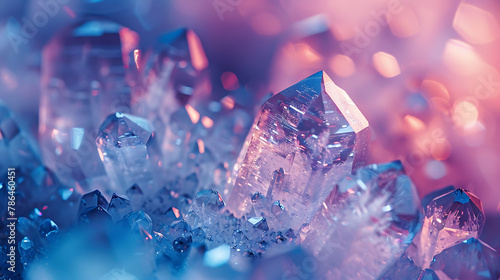 Macro photography of crystals growing  science and technology  copy space