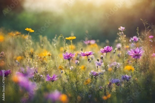 Nature background with wild flowers © phaitoon
