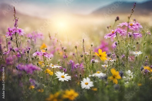 Nature background with wild flowers © phaitoon