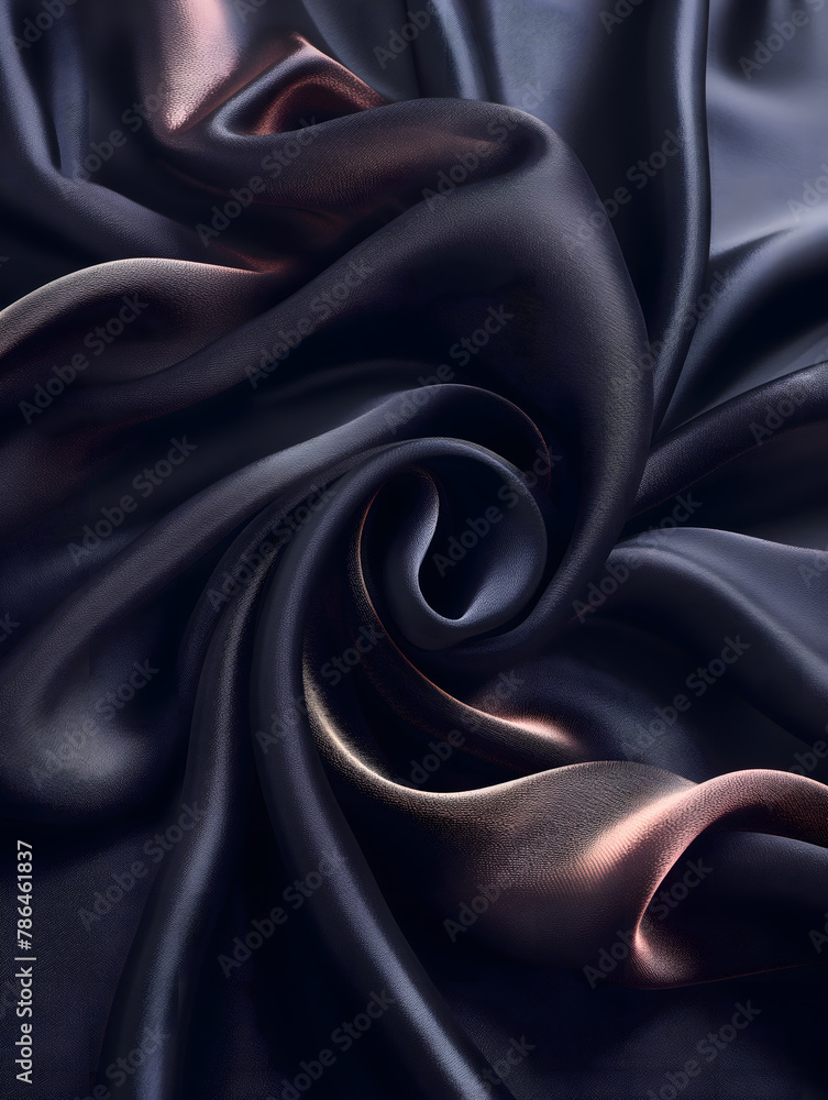 Obraz premium Luxurious Dark Blue Satin Fabric with Elegant Drapes and Folds