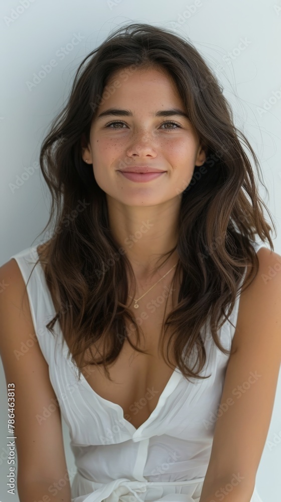 Woman in white dress posing for picture Woman in white dress posing for picture