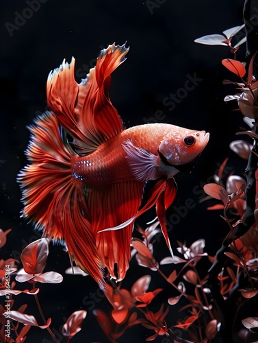 Vibrant Expressionistic Betta Fish Swimming in Ethereal Underwater Realm