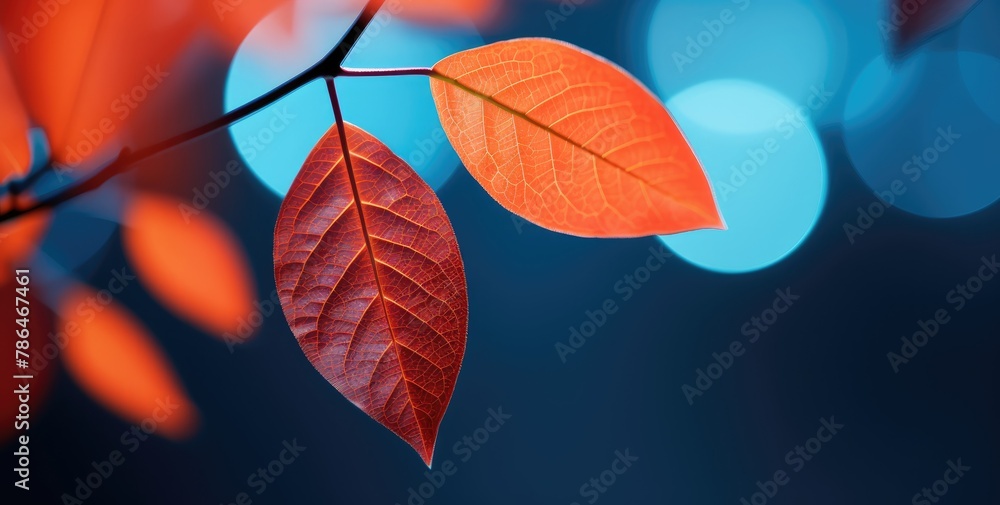Obraz premium Autumn background with orange-red leaves.